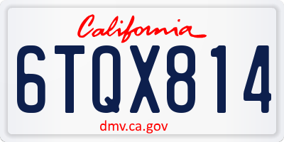 CA license plate 6TQX814