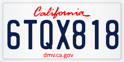 CA license plate 6TQX818