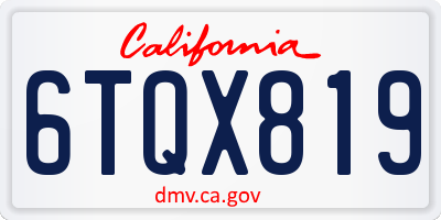 CA license plate 6TQX819