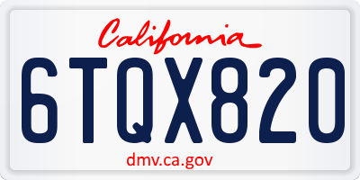 CA license plate 6TQX820