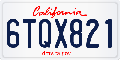 CA license plate 6TQX821