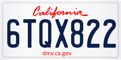 CA license plate 6TQX822