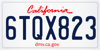 CA license plate 6TQX823