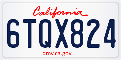 CA license plate 6TQX824