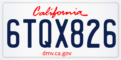 CA license plate 6TQX826