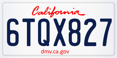 CA license plate 6TQX827