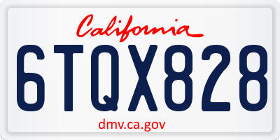 CA license plate 6TQX828