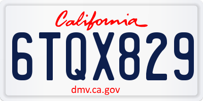 CA license plate 6TQX829