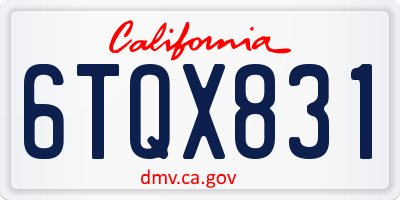 CA license plate 6TQX831