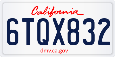 CA license plate 6TQX832
