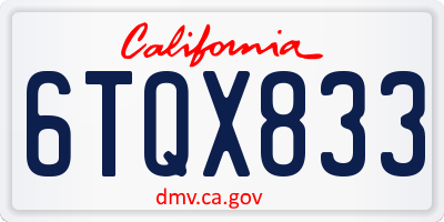 CA license plate 6TQX833