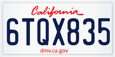 CA license plate 6TQX835