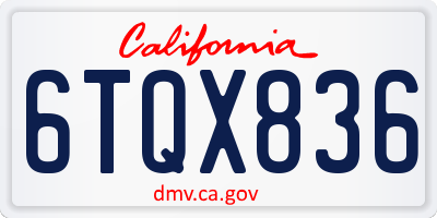 CA license plate 6TQX836