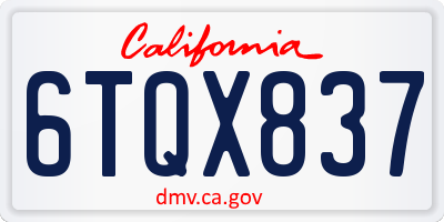 CA license plate 6TQX837