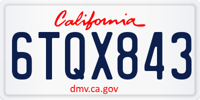 CA license plate 6TQX843