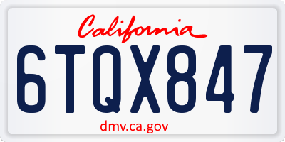 CA license plate 6TQX847