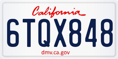 CA license plate 6TQX848