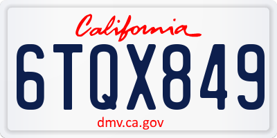 CA license plate 6TQX849