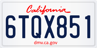 CA license plate 6TQX851