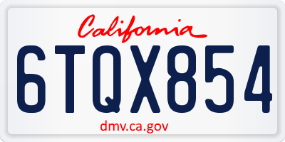 CA license plate 6TQX854