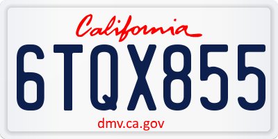 CA license plate 6TQX855