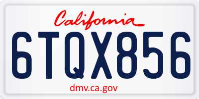 CA license plate 6TQX856