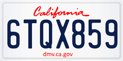 CA license plate 6TQX859