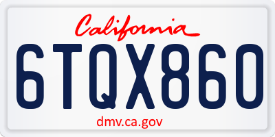 CA license plate 6TQX860