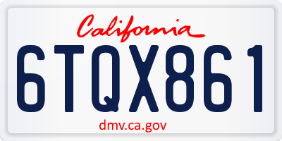 CA license plate 6TQX861