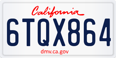 CA license plate 6TQX864