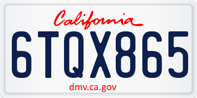 CA license plate 6TQX865