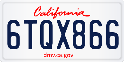 CA license plate 6TQX866
