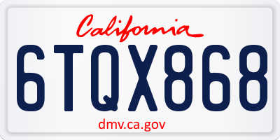 CA license plate 6TQX868