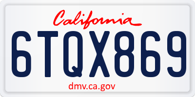 CA license plate 6TQX869
