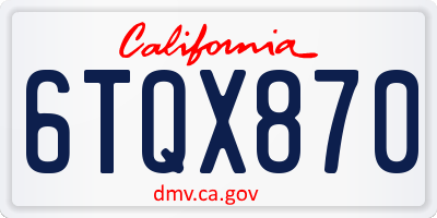 CA license plate 6TQX870