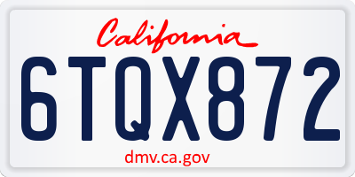 CA license plate 6TQX872