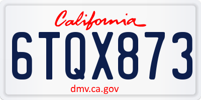 CA license plate 6TQX873