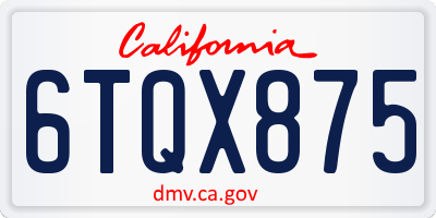 CA license plate 6TQX875