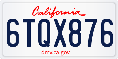 CA license plate 6TQX876