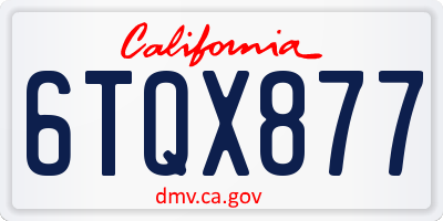 CA license plate 6TQX877