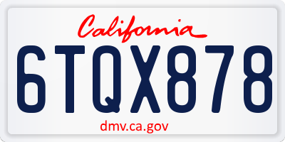 CA license plate 6TQX878