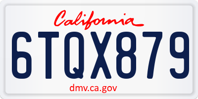 CA license plate 6TQX879