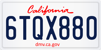 CA license plate 6TQX880