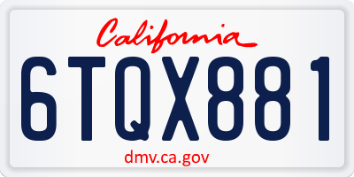 CA license plate 6TQX881