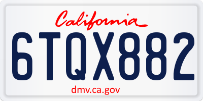 CA license plate 6TQX882
