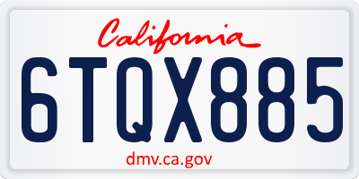 CA license plate 6TQX885