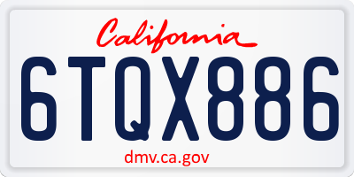 CA license plate 6TQX886