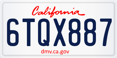 CA license plate 6TQX887