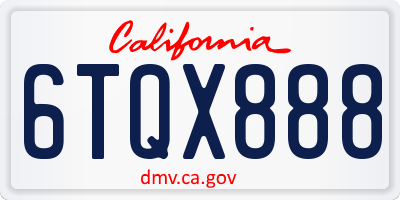 CA license plate 6TQX888