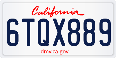 CA license plate 6TQX889